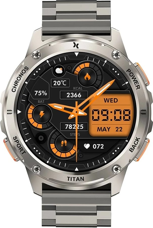 Smartwatch Maxcom FW110 Titan Chronos, Silver, 1.43'' AMOLED, 450 mAh