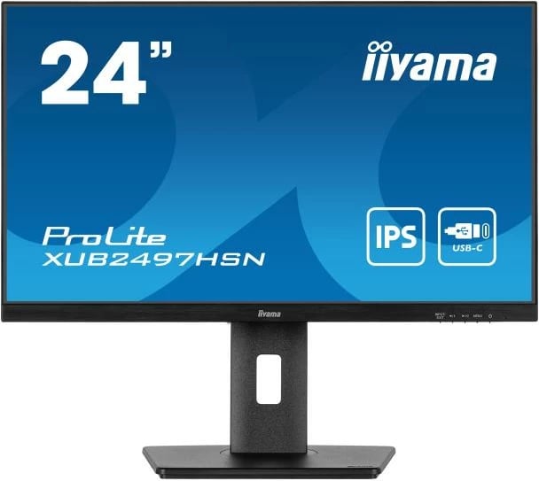 Monitor iiyama ProLite XUB2497HSN-B2 24" IPS, USB-C dock, DisplayPort out, rregullim lartësie 150 mm, e zezë