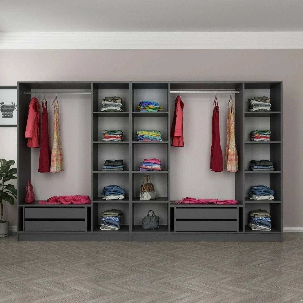 Dollap Skye Decor, anthracite e zi, 315x210x52cm