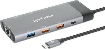 Docking station MANHATTAN USB-C PD 10-in-1, Dual Monitor 8K, gri
