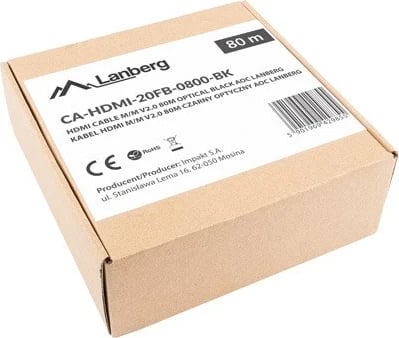 Kabllo HDMI Lanberg CA-HDMI-20FB-0800-BK, 80m, 4K, e zezë