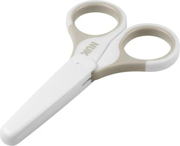 Gërshërë bebe NUK me kapak, maja të rrumbullakosura, çelik inox, për të porsalindur, bezhë