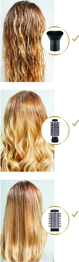 Furçë elektrike për flokë Rowenta Brush Activ' Dry & Style CF9550, 1000 W, e zezë