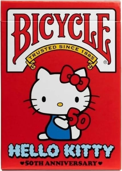 Letra loje Bicycle Hello Kitty 50th Anniversary, set standard, e kuqe