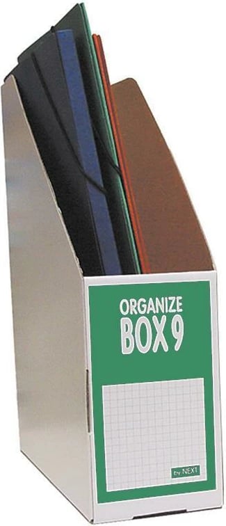 Mbajtës revista NEXT, letër e bardhë dhe jeshile, H32x28x9cm