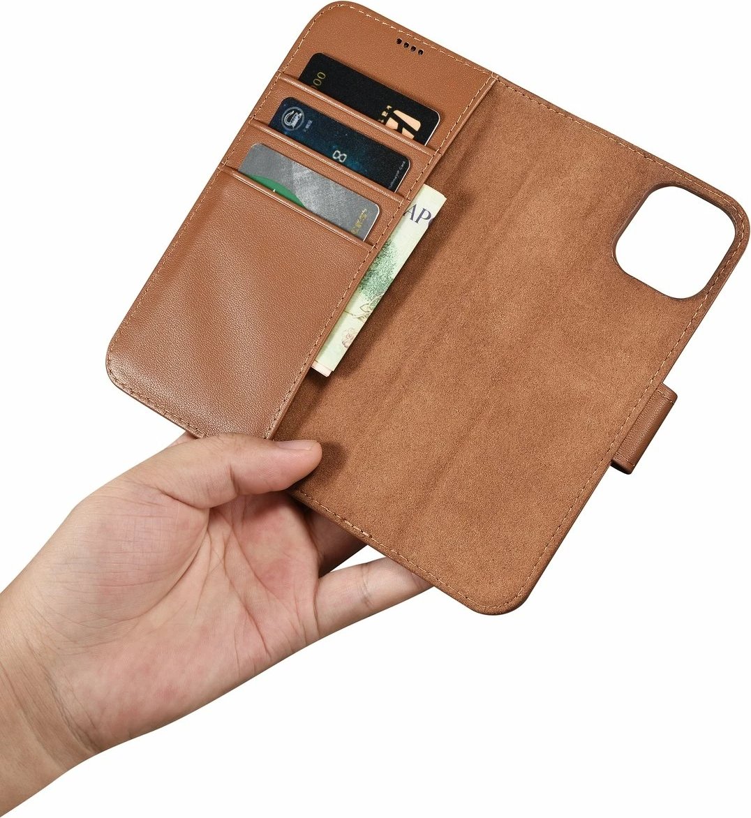 Mbështjellës iCarer Wallet Case 2in1 për iPhone 14, lëkurë, Anti-RFID, Kafe Mbështjellës iCarer Wallet Case 2in1 për iPhone 14, lëkurë, Anti-RFID, Kafe