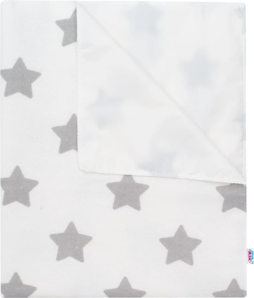 pelenë flanele e papërshkueshme nga uji, New Baby, Stars, 57x47 cm, 100% pambuk, e bardhë me yje gri, 1 copë
