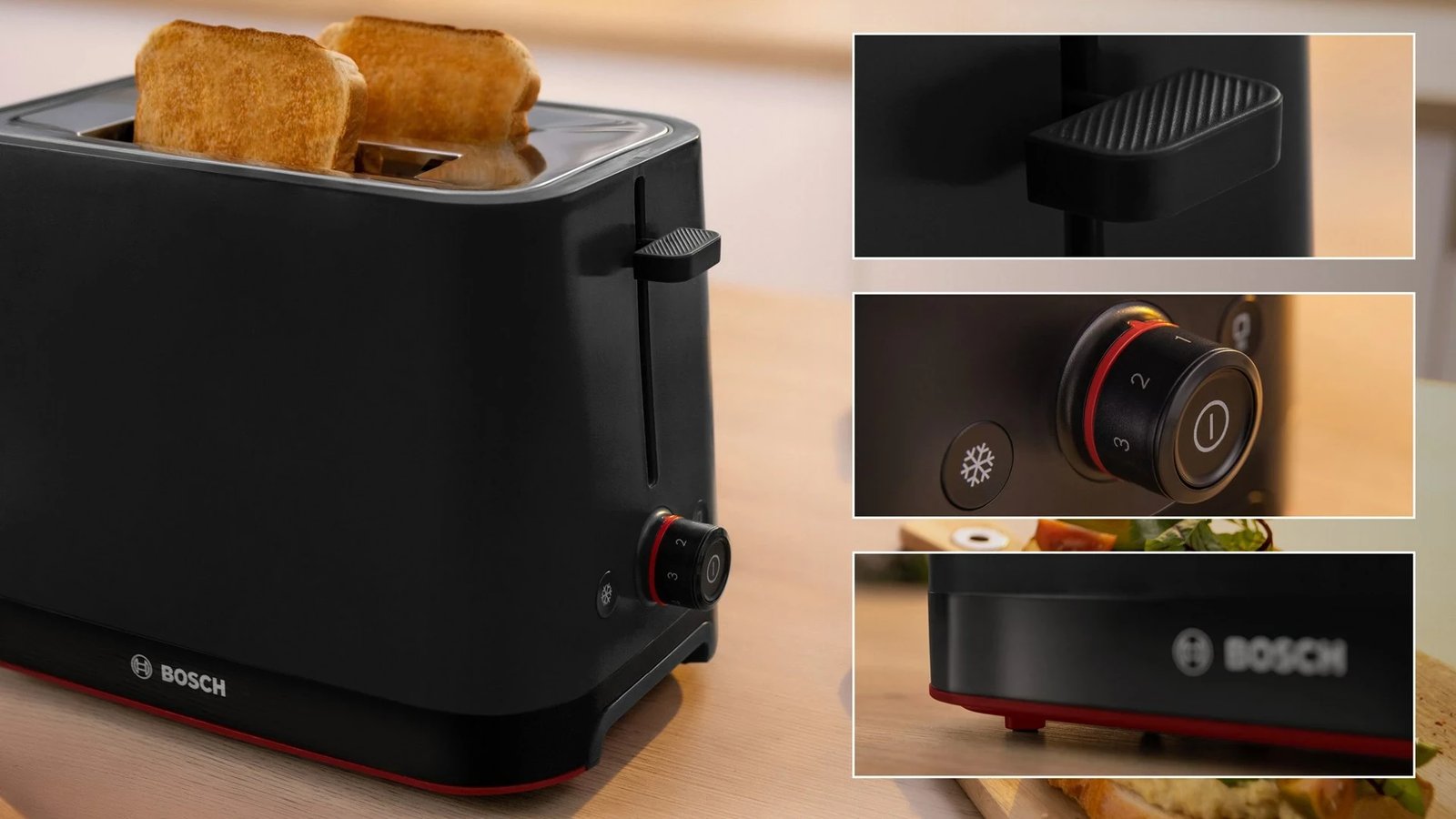 Toaster Bosch TAT3M123, 950 W, 2 feta, E zezë