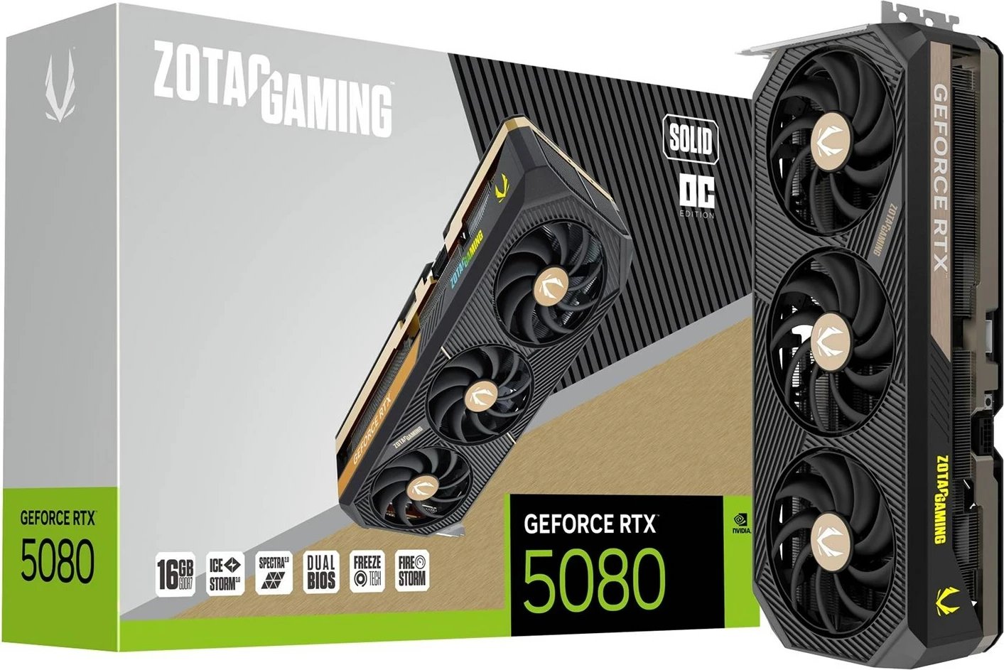Kartelë grafike Zotac GAMING GeForce RTX 5080 SOLID OC, 16 GB, E zezë