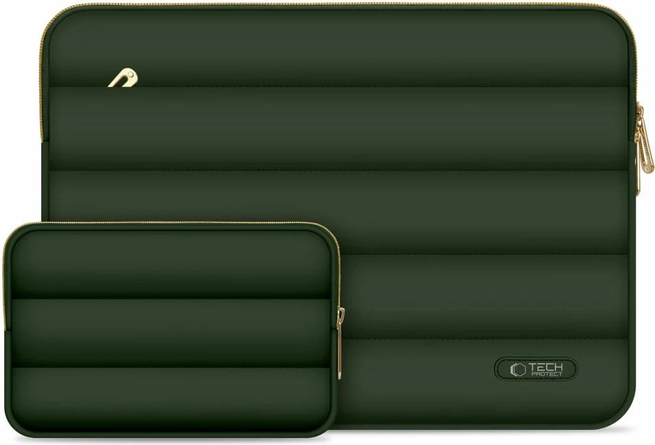 Mbështjellës laptopi Tech-Protect Puffy 13-14 inç me çantë aksesorësh, ulliri