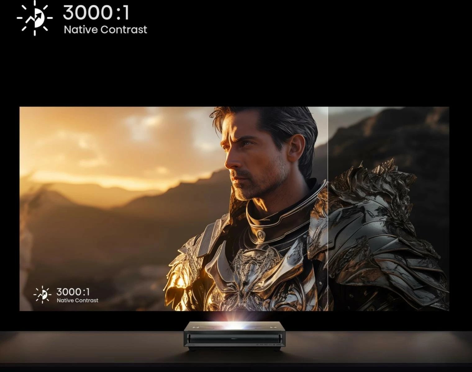 Projektor smart me lazer 4K, Hisense PX3, UST 80–150", 2800 ANSI lm, Dolby Vision/Atmos, Wi‑Fi/Bluetooth, gri