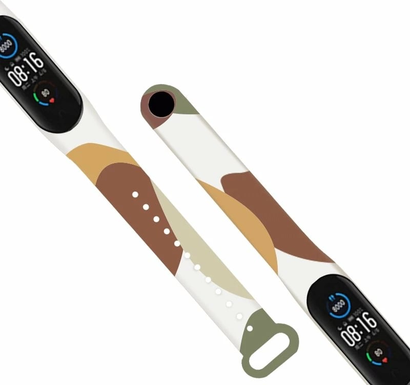 Rrip silikoni Hurtel Strap Moro për Xiaomi Mi Band 3/4, kamuflazh, Bardhë/Verëdhë/Jeshile