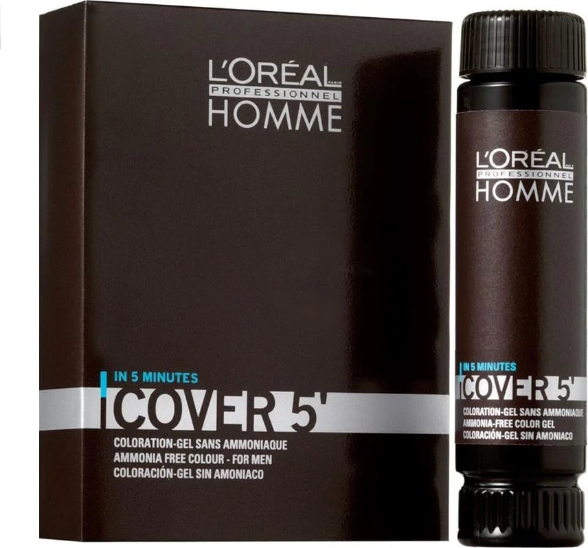 Ngjyrë për flokë për meshkuj L'Oréal Professionnel Homme Cover 5’ Nr. 5 Light Brown, 3 x 50 ml
