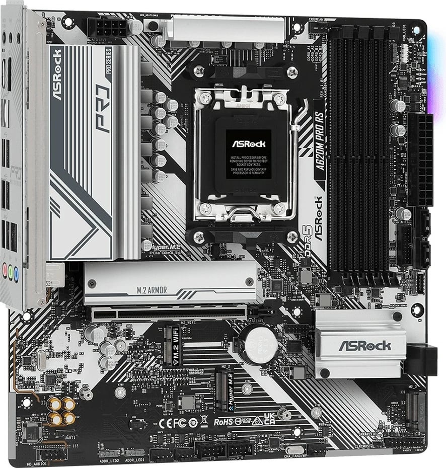 Pllakë amë ASRock A620M Pro RS, AMD, Socket AM5, DDR5-SDRAM, 192 GB, e zezë