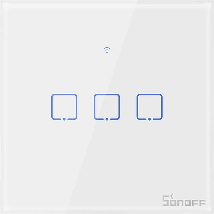 Switch i mençur Sonoff T1 EU TX, 3 kanale, WiFi + RF 433MHz, i bardhë