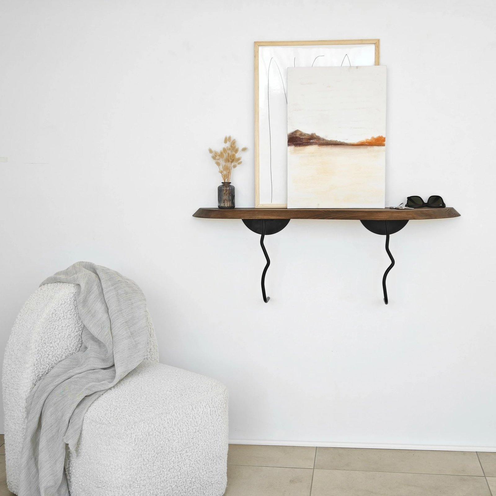 Raft muri Skye Decor, ngjyrë e zezë, arre