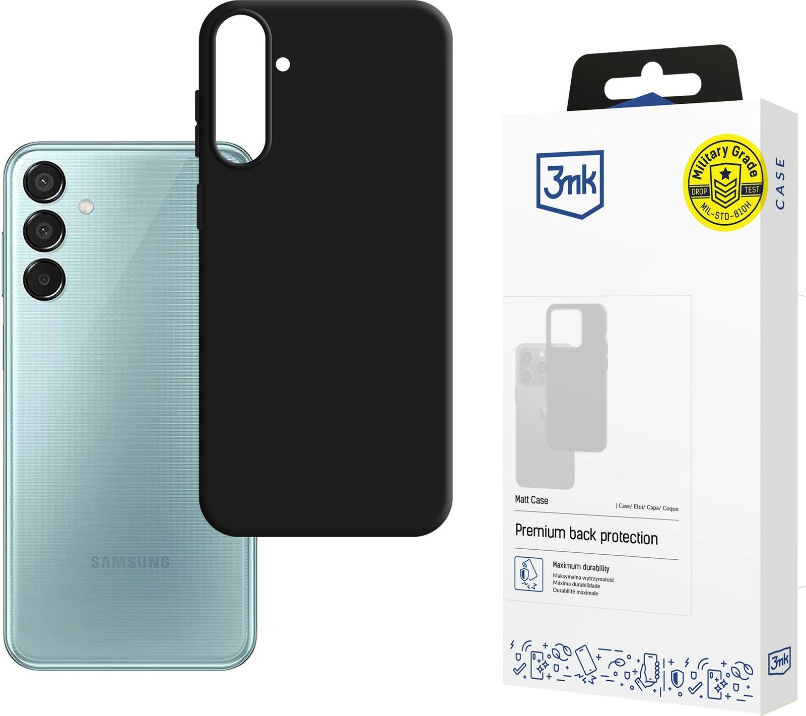 Mbështjellës 3mk Matt Case për Samsung Galaxy M16 5G, Zi