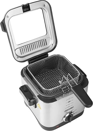 Fritezë e thellë, Adler Mesko MS 4910, 1.5 L 900 W, termostat i rregullueshëm, çelik inox, argjendtë/zi