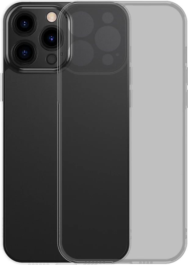 Mbështjellës Baseus Frosted Glass Case për iPhone 13 Pro, xham i mat, kornizë xheli, e zezë