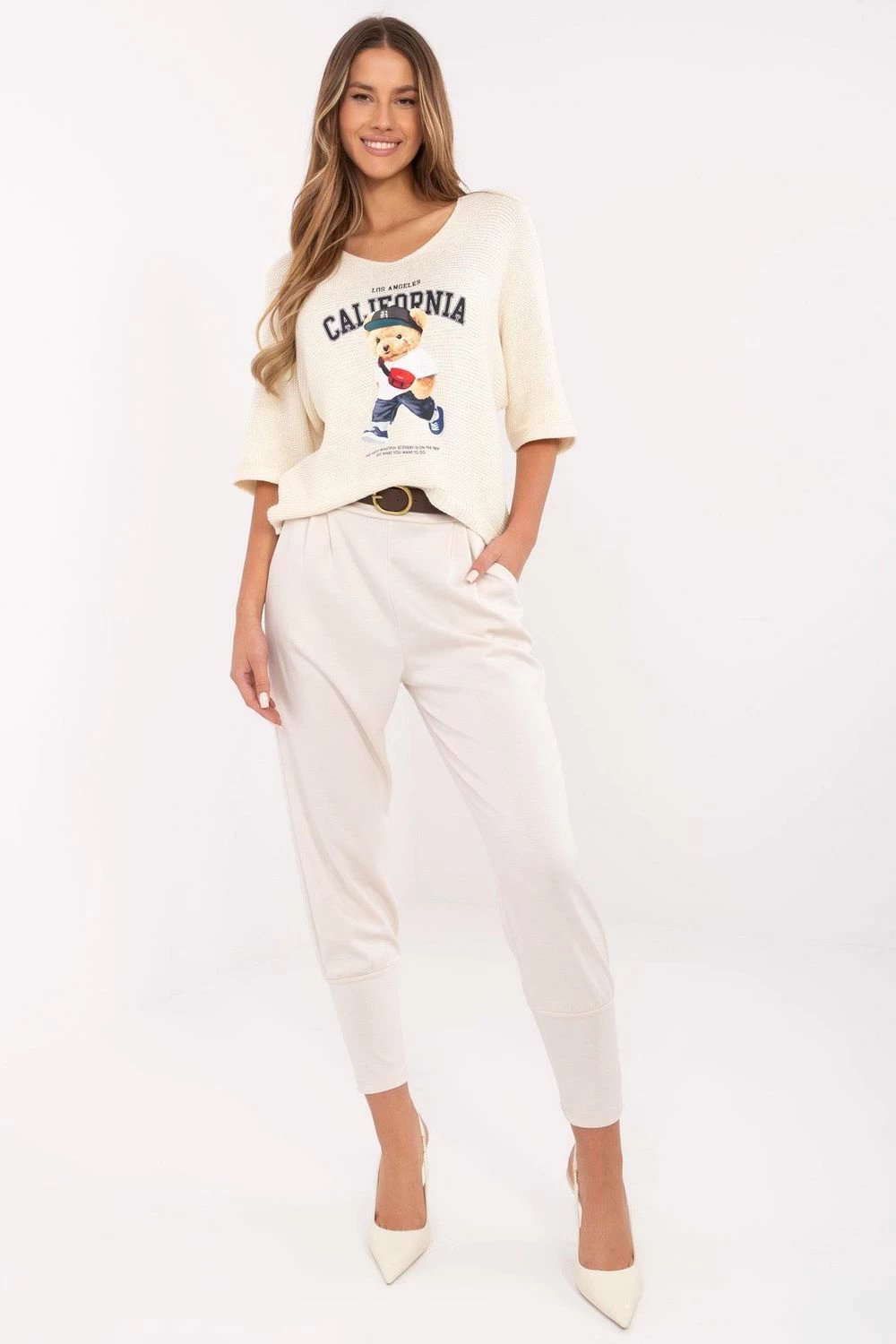 Pantallona sportive femra Italy Moda 206709, bezhë
