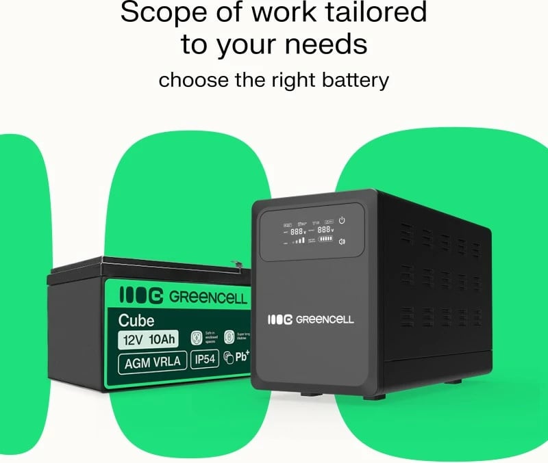 Kasë UPS Green Cell PowerCore UPSLPPC1000, 1000W/1500VA, 12VDC, e zezë