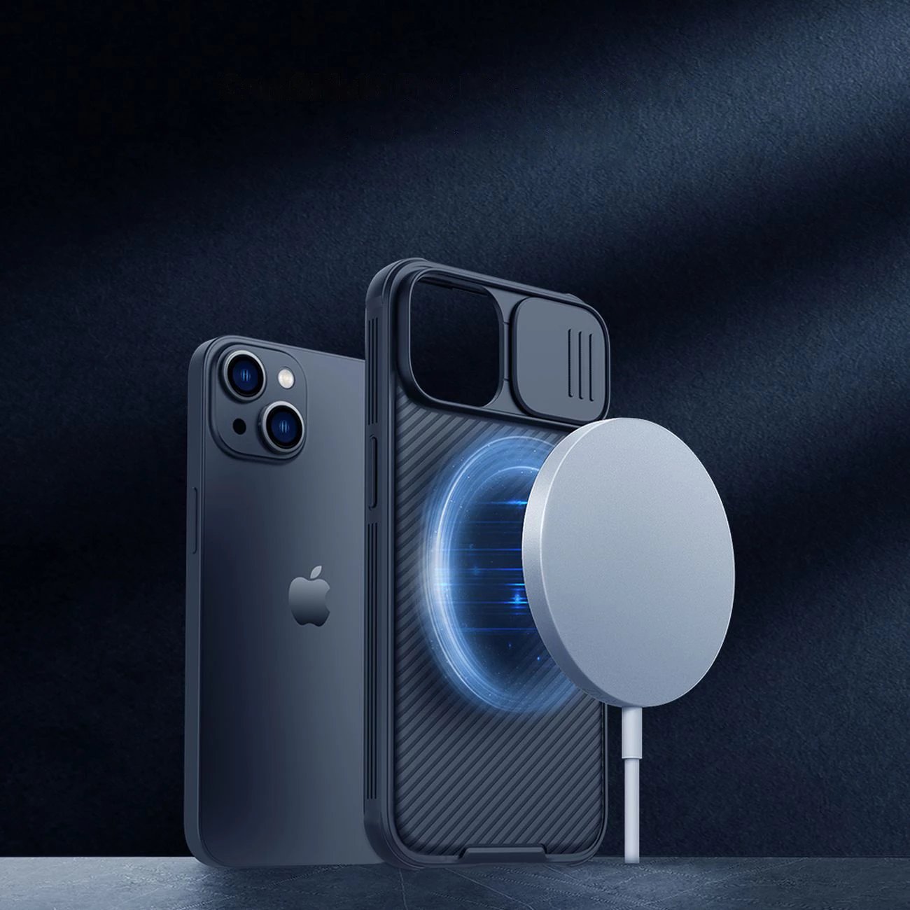 Mbështjellës Nillkin CamShield Pro Magnetic për iPhone 14 Plus, me mbrojtës kamere, MagSafe, Kaltër
