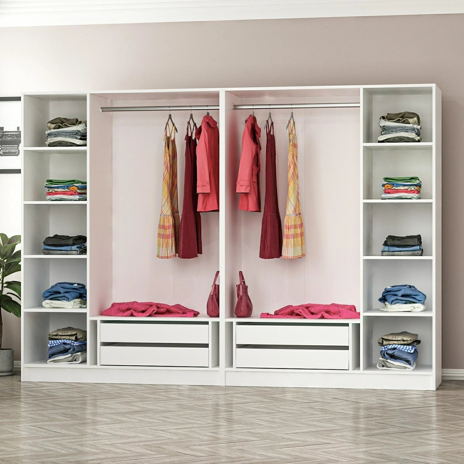 Dollap Skye Decor, Kale Plus - 7787, i bardhë, 270x210x52cm