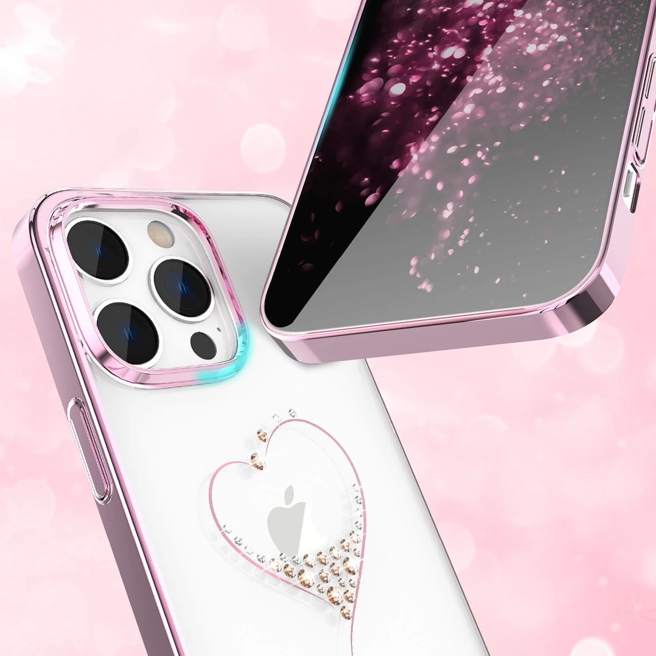 Mbështjellës Kingxbar Wish Series për iPhone 14 Pro, me kristale Swarovski, Rozë