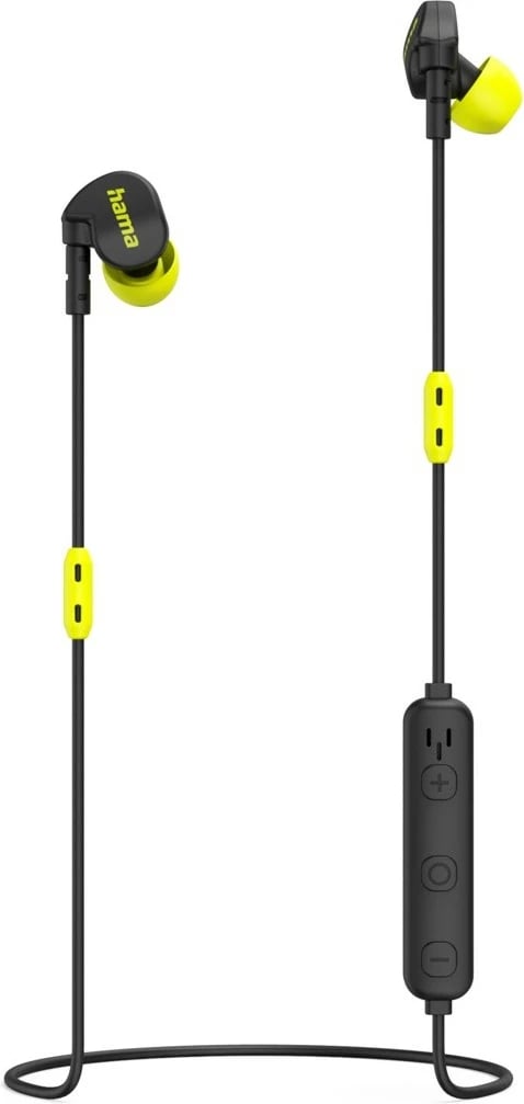 Kufje wireless Hama Freedom Athletics II me mikrofon, Bluetooth 5.3, të zeza/verdha