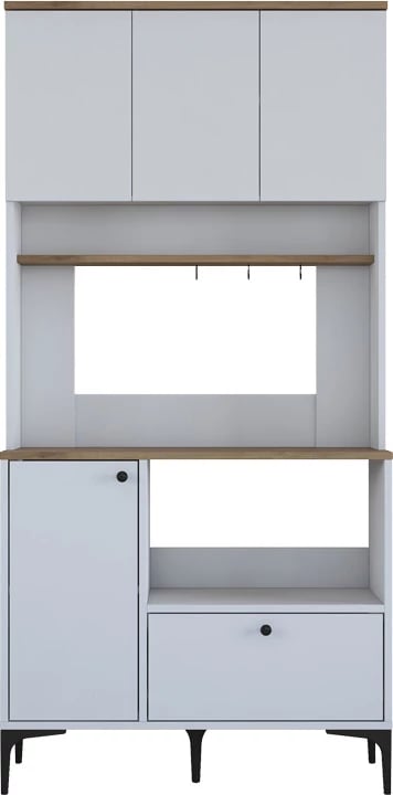 Dollap kuzhine Bender, ngjyrë e bardhë-natyrale, 90.2x40x184.2cm