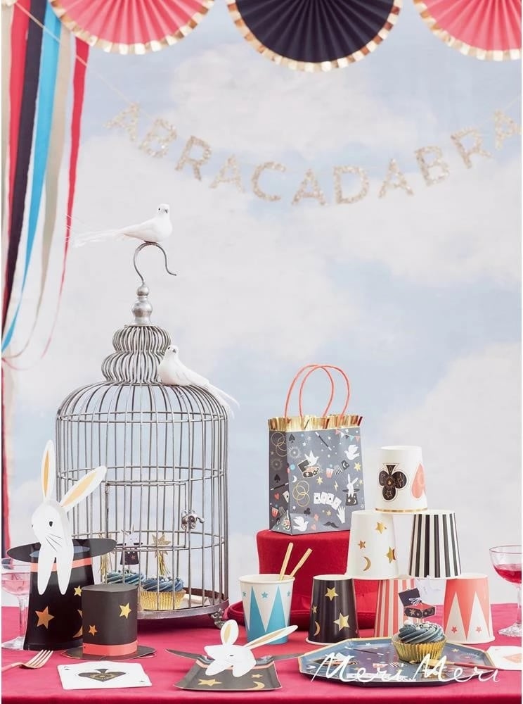 Pjata letre Meri Meri Abracadabra, set prej 8 copë, e zezë dekorative