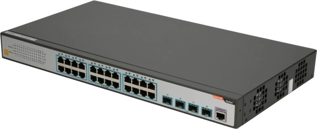 Switch FiberHome S4820-28T-X-AC, i menaxhueshëm, 1U, 28 porte, Gigabit Ethernet, SFP+, Zi/Gri