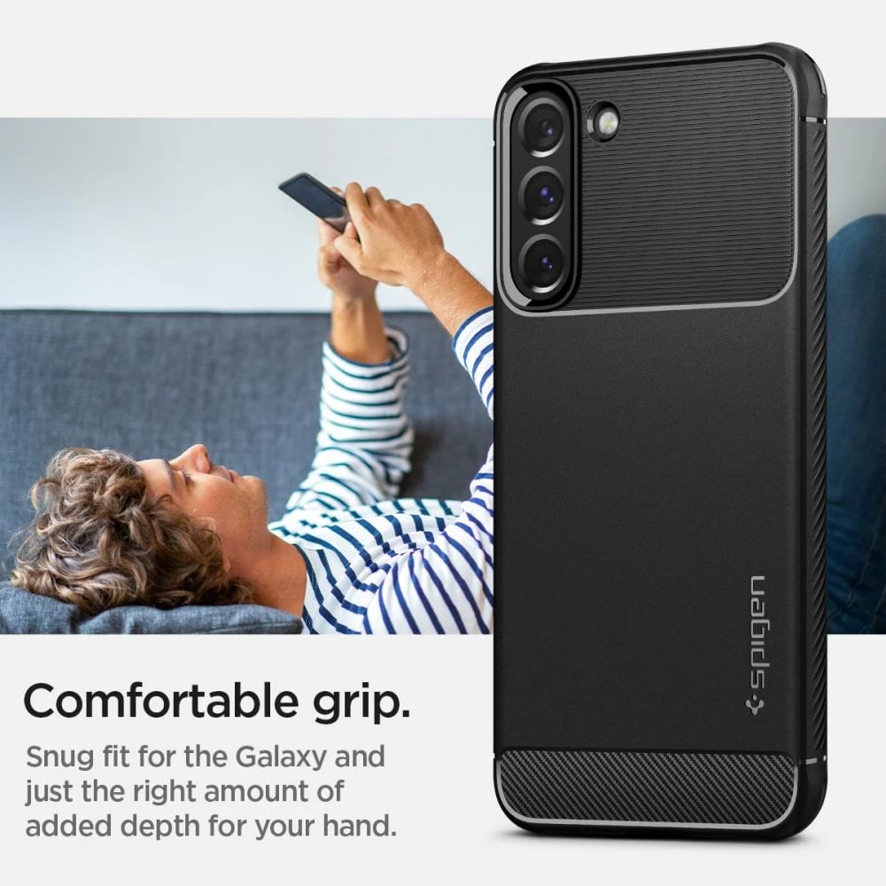 Mbështjellës Spigen Rugged Armor për Samsung Galaxy S22, i zi
