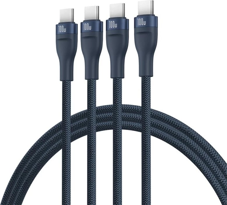Kabllo Baseus Flash Series Type C në C+C+C, 480 Mbps, 1.5 m, Blu