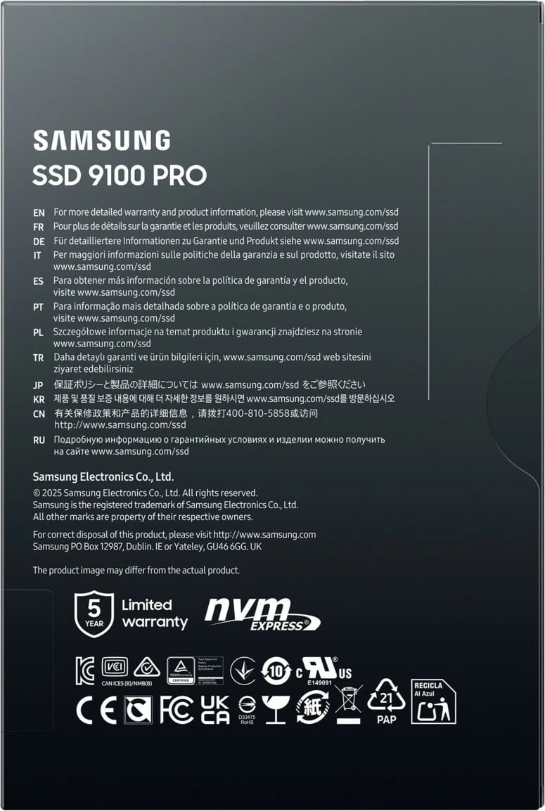 SSD Samsung 9100 PRO PCIe 5.0 NVMe M.2 1 TB