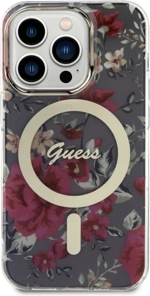 Mbështjellës Guess GUHMP14LHCFWSA për iPhone 14 Pro 6.1", Flower MagSafe, Gjelbër