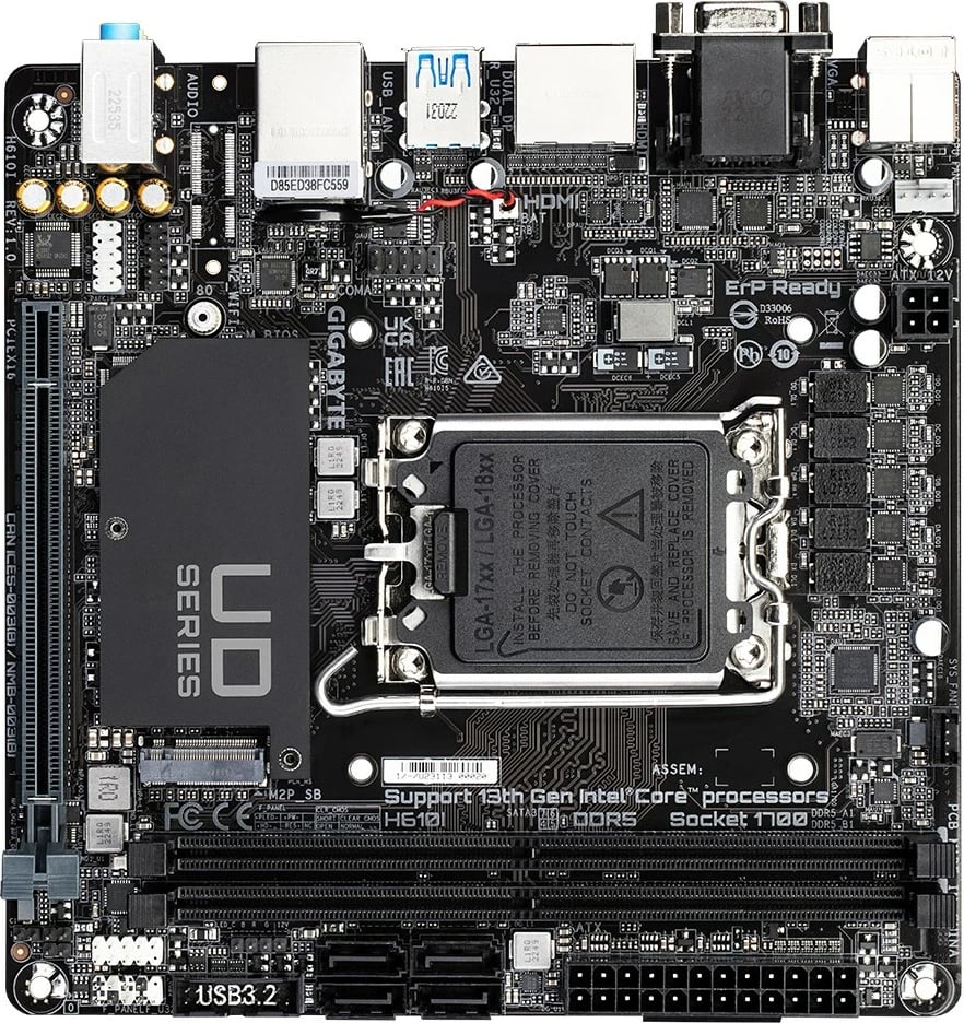 Pllakë amë Gigabyte H610I, Socket 1700, DDR5, ATX, e zezë