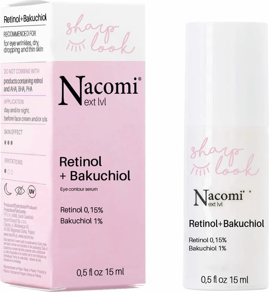 Serum për sy për femra Nacomi Next Level Anti-Wrinkle me Retinol dhe Bakuchiol, 15ml