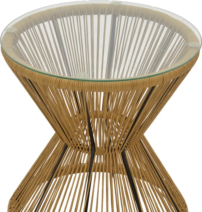 Set Naoki-Mabil për dhomë ndeje, 3 pjesë, rattan, ngjyrë natyrale dhe metal i zi