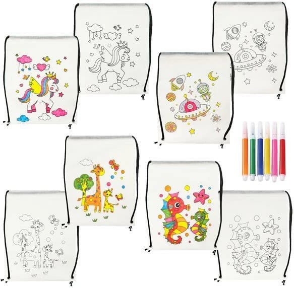 Çantë shpine për pikturim NEXT me 6 Markerë, Bardhë