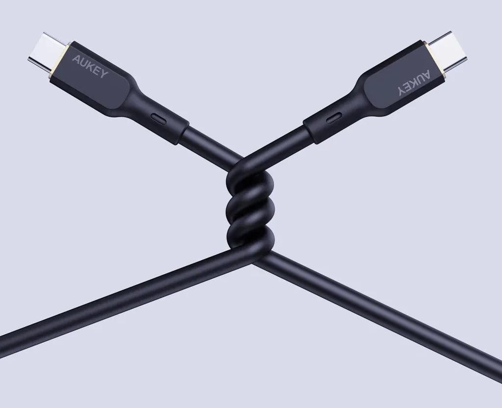 Kabllo AUKEY CB-SCC101 USB-C Type-C PD 100W 5A 1m Silikon, e Zezë