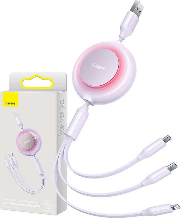 Kabllo 3-në-1 Baseus Bright Mirror 2, 1.1m, 3.5A, Purple