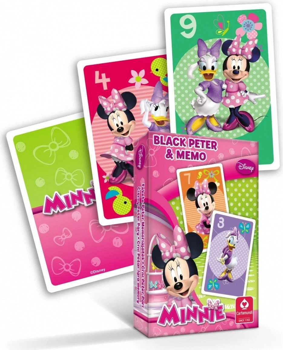 Lojë letra Minnie Mouse & Daisy Duck Black Peter & Memo, për fëmijë, 25 letra, Rozë/Jeshile