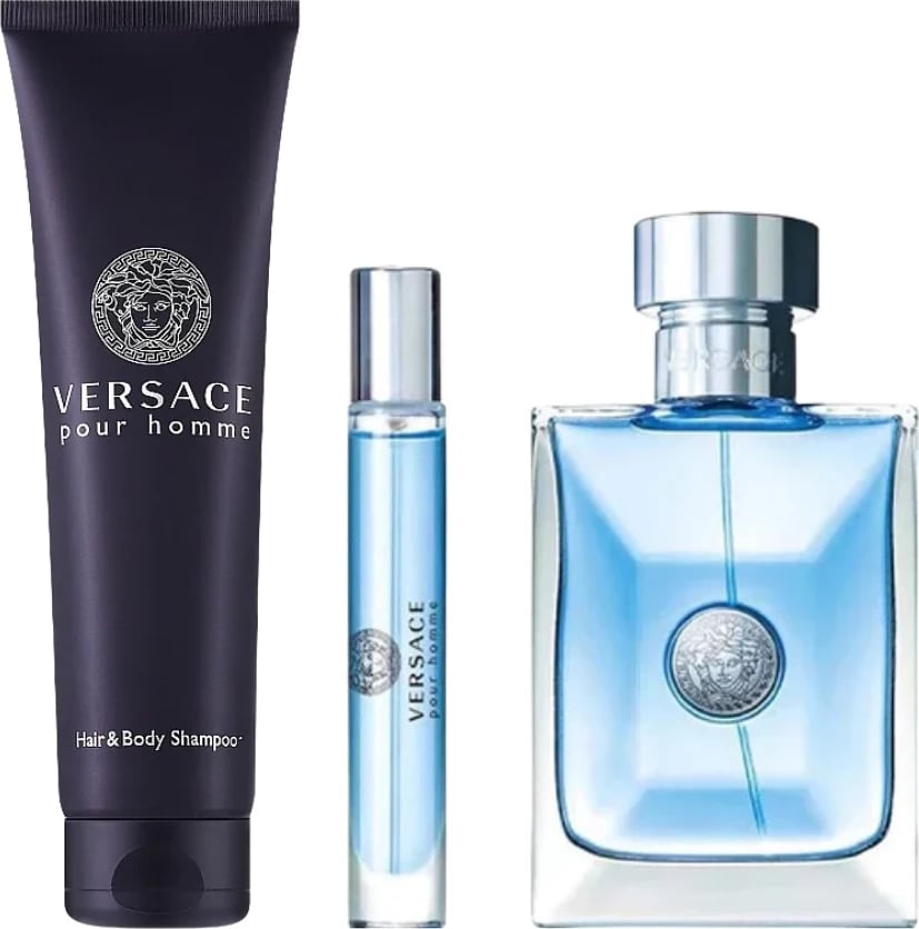 Set Versace Pour Homme, Edt 100Ml + Hair & Body Shampoo 150Ml + Edt TSpray 10ml