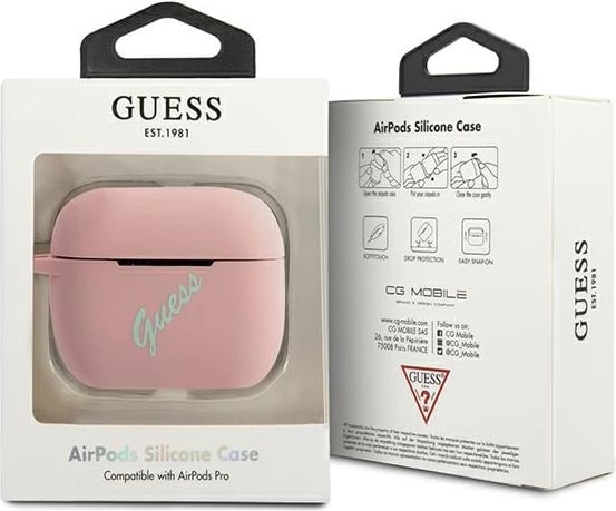 Mbështjellës Guess për AirPods Pro, silikon, rozë/jeshile