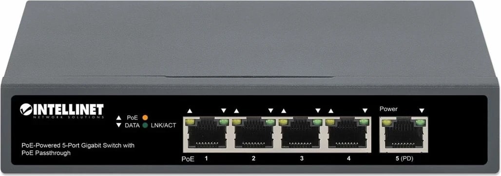 Switch Gigabit Intellinet me 5 Porta dhe PoE Passthrough, PoE++ Switch Gigabit Intellinet me 5 Porta dhe PoE Passthrough, PoE++