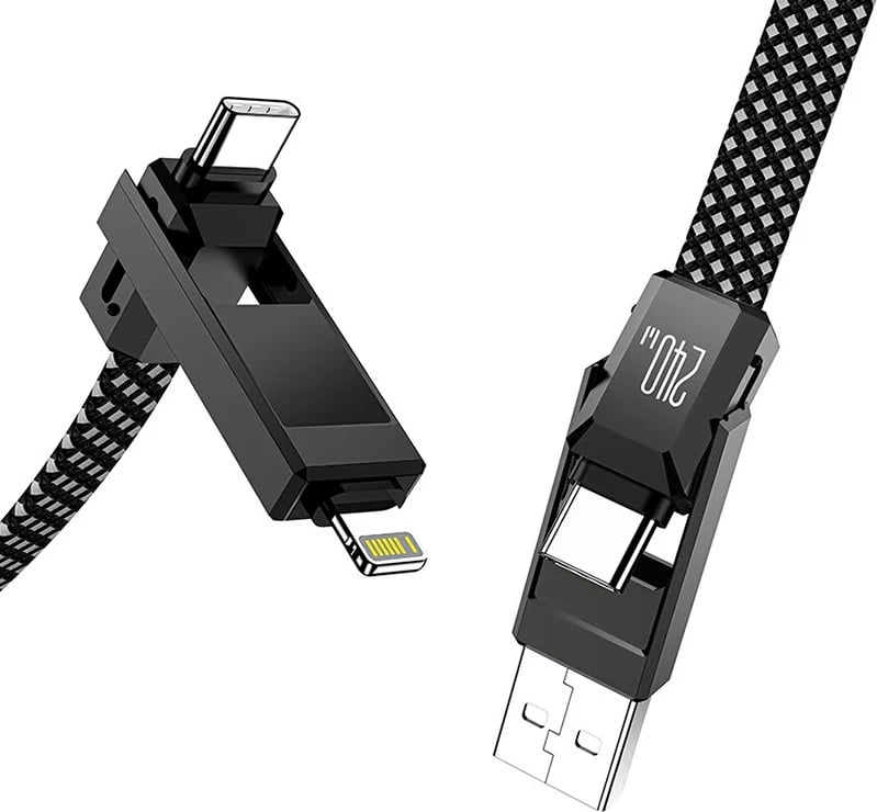 Kabllo 4-në-1 BlitzWolf BW-HDC7, 1.2m, 240W, USB-A/USB-C/Lightning, e zezë