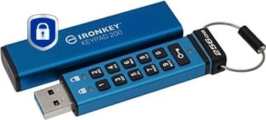 USB stick Kingston IronKey Keypad 200, 256GB, USB 3.2, blu