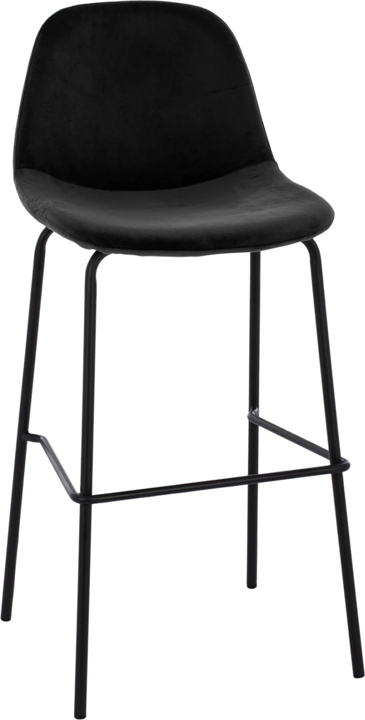 Karrige për bar VINCENT FH8579.14, kadife e zezë, kornizë metalike, 56.5x47x106 cm., set prej 4 copë