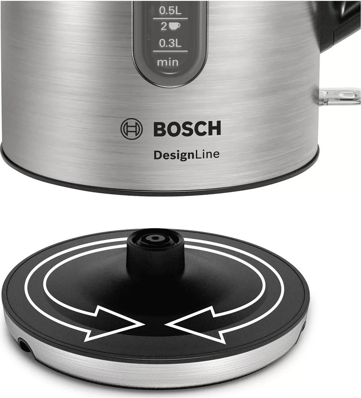 Çajnik Bosch DesignLine TWK4P440, 1.7 litra, 2400W, ngjyrë argjendi